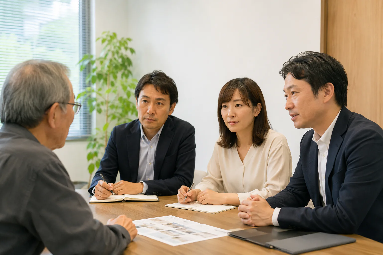 地域の相談者の話を聞くエムズのスタッフ