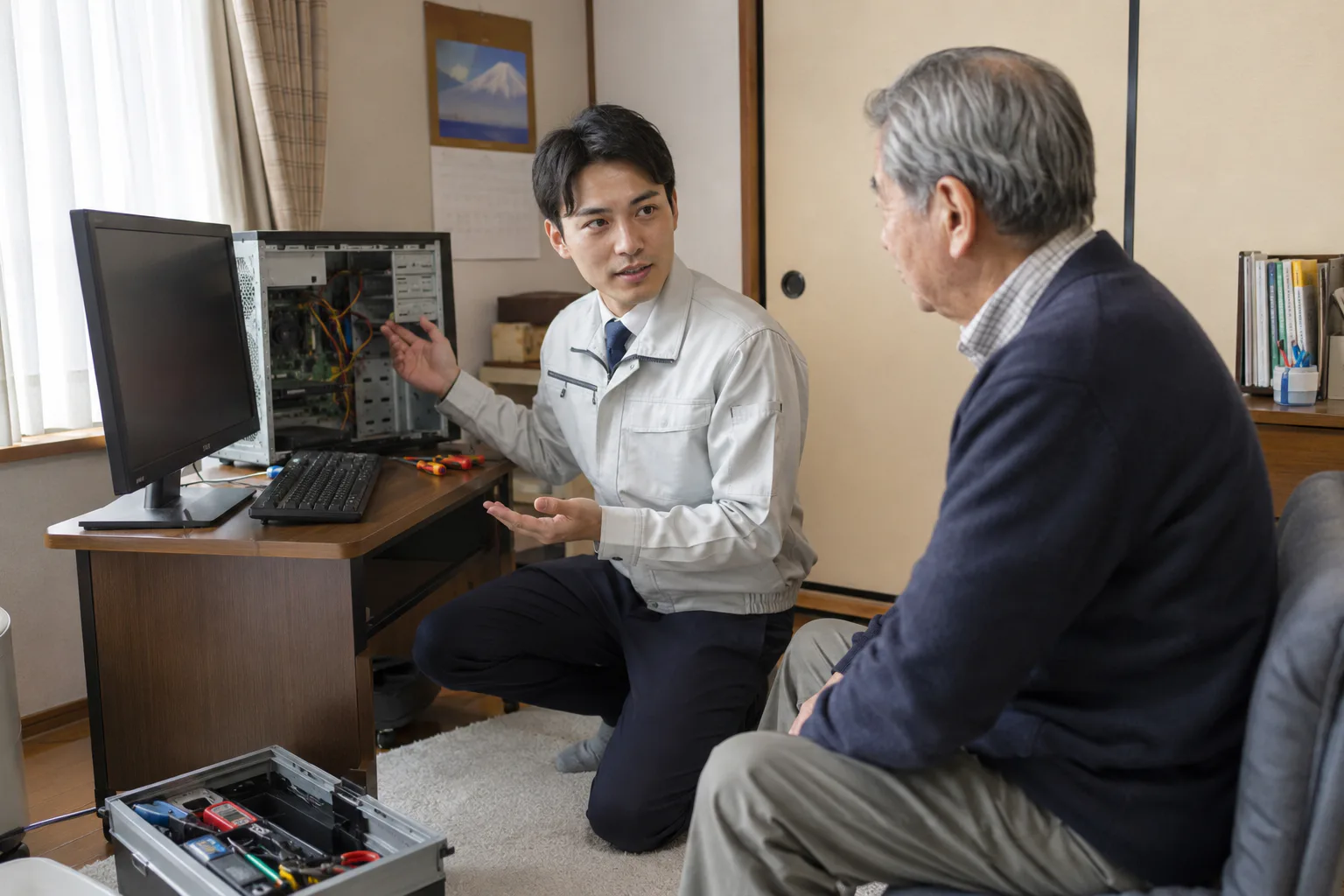 中古パソコン・修理・訪問の支援イメージ